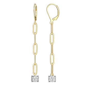 Classic Treasures 18k Gold Over Silver Cubic Zirconia Link Drop Earrings