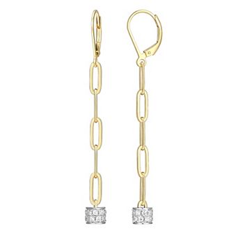 Classic Treasures 18k Gold Over Silver Cubic Zirconia Link Drop Earrings