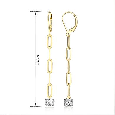 Classic Treasures 18k Gold Over Silver Cubic Zirconia Link Drop Earrings
