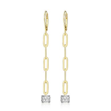Classic Treasures 18k Gold Over Silver Cubic Zirconia Link Drop Earrings