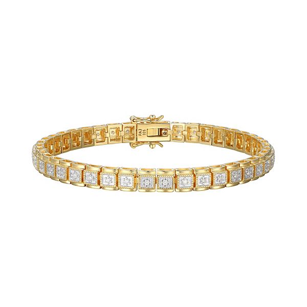 18k Gold Over Silver 1/2 Carat T.W. Diamond Bracelet