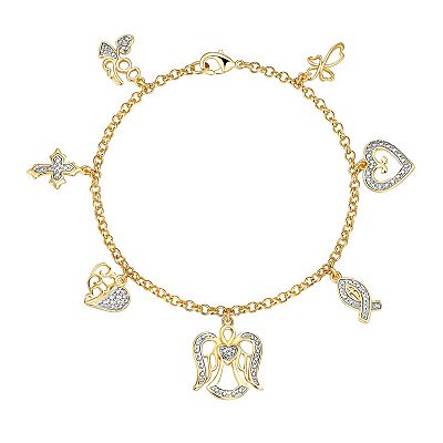 Sterling Silver Diamond Accent Christian Charm Bracelet