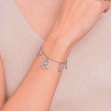 Classic Treasures Sterling Silver Diamond Accent Christian Charm Bracelet