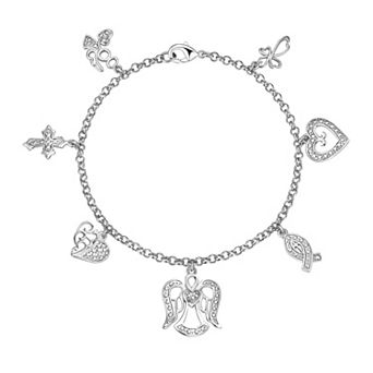 Classic Treasures Sterling Silver Diamond Accent Christian Charm Bracelet