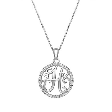 PRIMROSE Sterling Silver Cubic Zirconia Initial Pendant Necklace