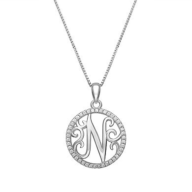 PRIMROSE Sterling Silver Cubic Zirconia Initial Pendant Necklace