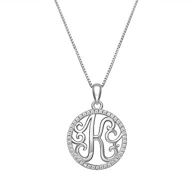 PRIMROSE Sterling Silver Cubic Zirconia Initial Pendant Necklace