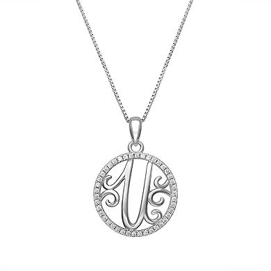 PRIMROSE Sterling Silver Cubic Zirconia Initial Pendant Necklace