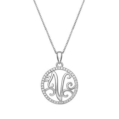 PRIMROSE Sterling Silver Cubic Zirconia Initial Pendant Necklace