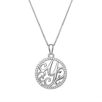 PRIMROSE Sterling Silver Cubic Zirconia Initial Pendant Necklace