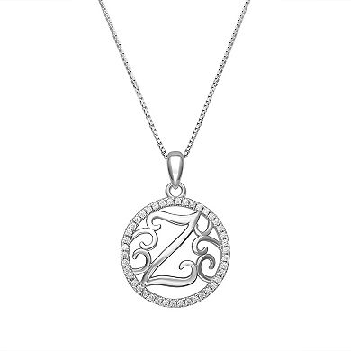 PRIMROSE Sterling Silver Cubic Zirconia Initial Pendant Necklace