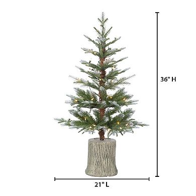3-ft. Potted Frosted Pine LED Artificial Christmas Tree