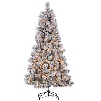 6.5-ft. Flocked Pre-Lit Boise Pine Artificial Christmas Tree
