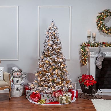 6.5-ft. Flocked Pre-Lit Boise Pine Artificial Christmas Tree