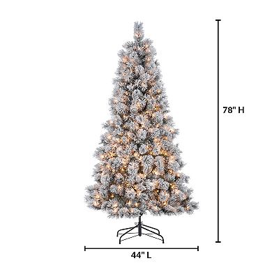 6.5-ft. Flocked Pre-Lit Boise Pine Artificial Christmas Tree
