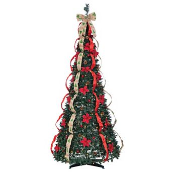 7.5-ft. Pop Up Decorated Pre-Lit Pine Artificial Christmas Tree