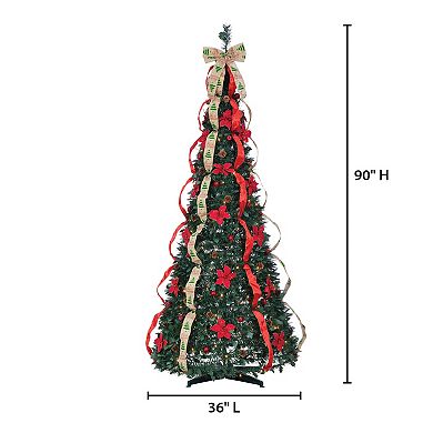 7.5-ft. Pop Up Decorated Pre-Lit Pine Artificial Christmas Tree
