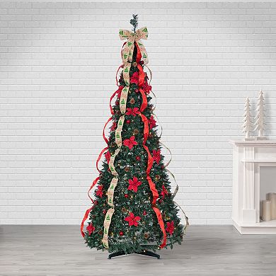 7.5-ft. Pop Up Decorated Pre-Lit Pine Artificial Christmas Tree