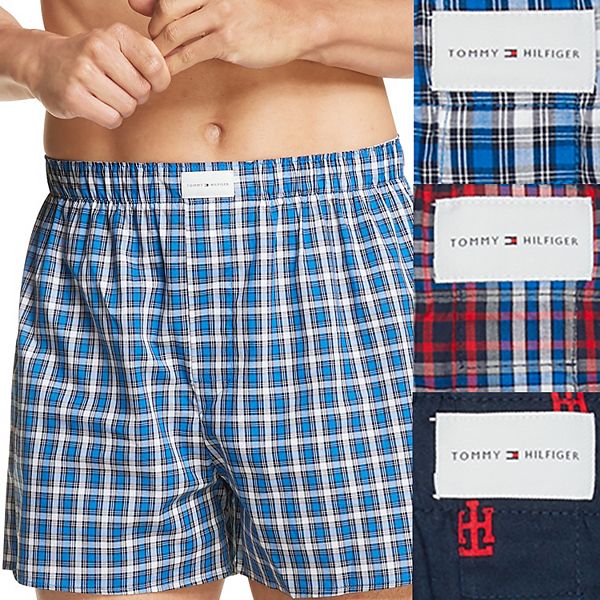Tommy Hilfiger L81701 Mens Blue Cotton Classics 4-Pack Woven Boxers Size  Small