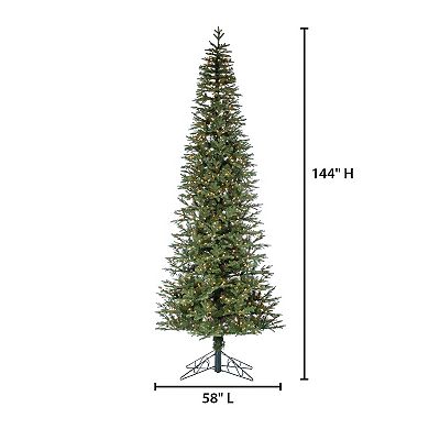 12-ft. Pre-Lit Narrow Jackson Pine 1,400-Light Artificial Christmas Tree
