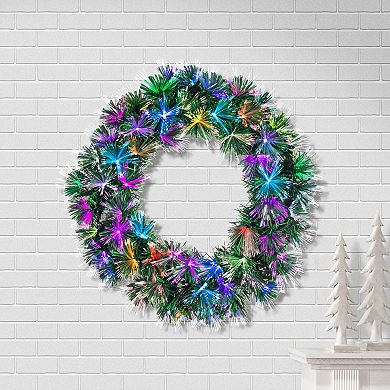 Pre-lit UL Color Changing Fiber Optic Artificial Wreath