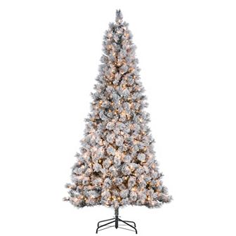 9-ft. Flocked Pre-Lit Boise Pine Artificial Christmas Tree