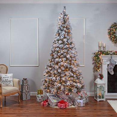 9-ft. Flocked Pre-Lit Boise Pine Artificial Christmas Tree