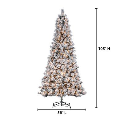 9-ft. Flocked Pre-Lit Boise Pine Artificial Christmas Tree