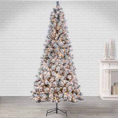 9-ft. Flocked Pre-Lit Boise Pine Artificial Christmas Tree