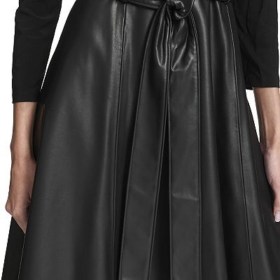 Women's Andrew Marc Belted Leather Dress