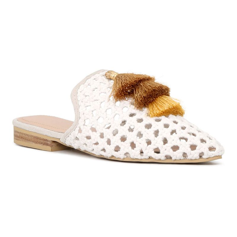 Rag & Co Miriam Womens Woven Mules, Size: 5, White