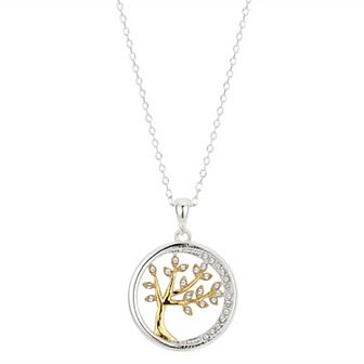 Brilliance Two Tone "A Family's Love is Like No Other" Crystal Tree Necklace