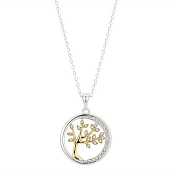 Brilliance Two Tone "A Family's Love is Like No Other" Crystal Tree Necklace
