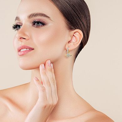 Sunkissed Sterling Cubic Zirconia Planet Hoop Drop Earrings