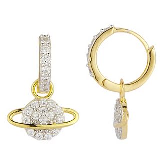 Sunkissed Sterling Cubic Zirconia Planet Hoop Drop Earrings