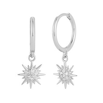 Sunkissed Sterling Cubic Zirconia Star Hoop Drop Earrings
