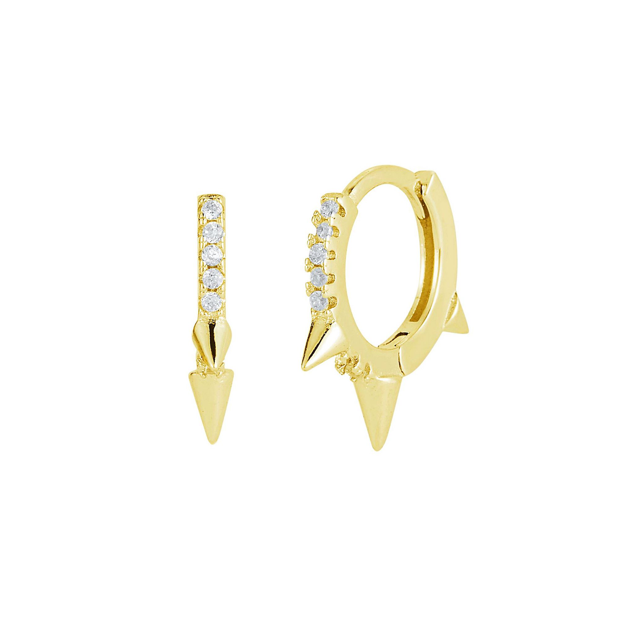 Sunkissed Sterling Cubic Zirconia Spike Hoop Earrings, Womens, Gold Tone