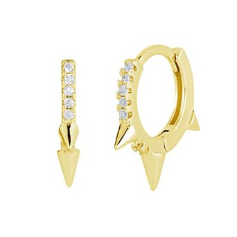 Sunkissed Sterling Cubic Zirconia Spike Hoop Earrings