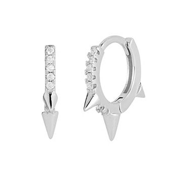 Sunkissed Sterling Cubic Zirconia Spike Hoop Earrings