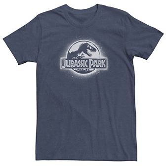 Big & Tall Jurassic Park All White Spray Paint Stencil Movie Logo Tee