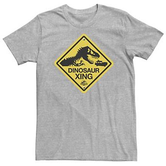 Big & Tall Jurassic Park Dinosaur Crossing Yellow Sign Tee