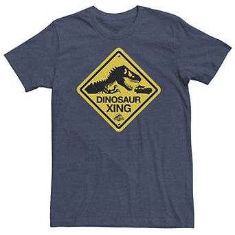 Big & Tall Jurassic Park Dinosaur Crossing Yellow Sign Tee