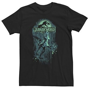Big & Tall Jurassic World Raptor Paint Splatter Title Logo Tee