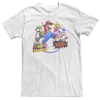 Big & Tall Nintendo Super Mario 3D World Bowser's Fury Group Rainbow Circle Tee