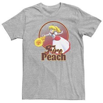 Big & Tall Nintendo Super Mario 3D World Princess Peach Fireball Circle Tee