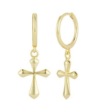 Sunkissed Sterling Cross Hoop Drop Earrings