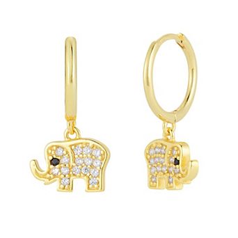 Sunkissed Sterling Cubic Zirconia Elephant Hoop Drop Earrings