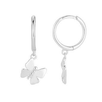 Sunkissed Sterling Butterfly Hoop Drop Earrings