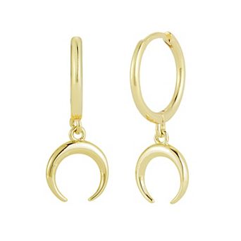 Sunkissed Sterling Crescent Moon Hoop Drop Earring