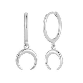 Sunkissed Sterling Crescent Moon Hoop Drop Earring